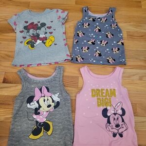 Disney Minnie Mouse Toddler Tops - Gray and Pink, 4pc | 2T